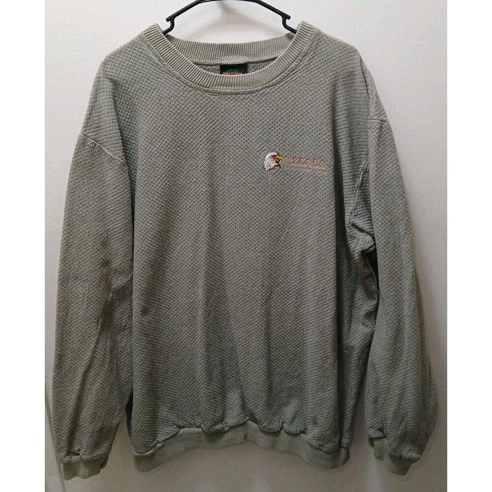 VTG WINDSWEPT LONGSLEEVE EMBROIDERED EAGLE FISHING GREENISH/GRAY SWEATSHIRT Xlg